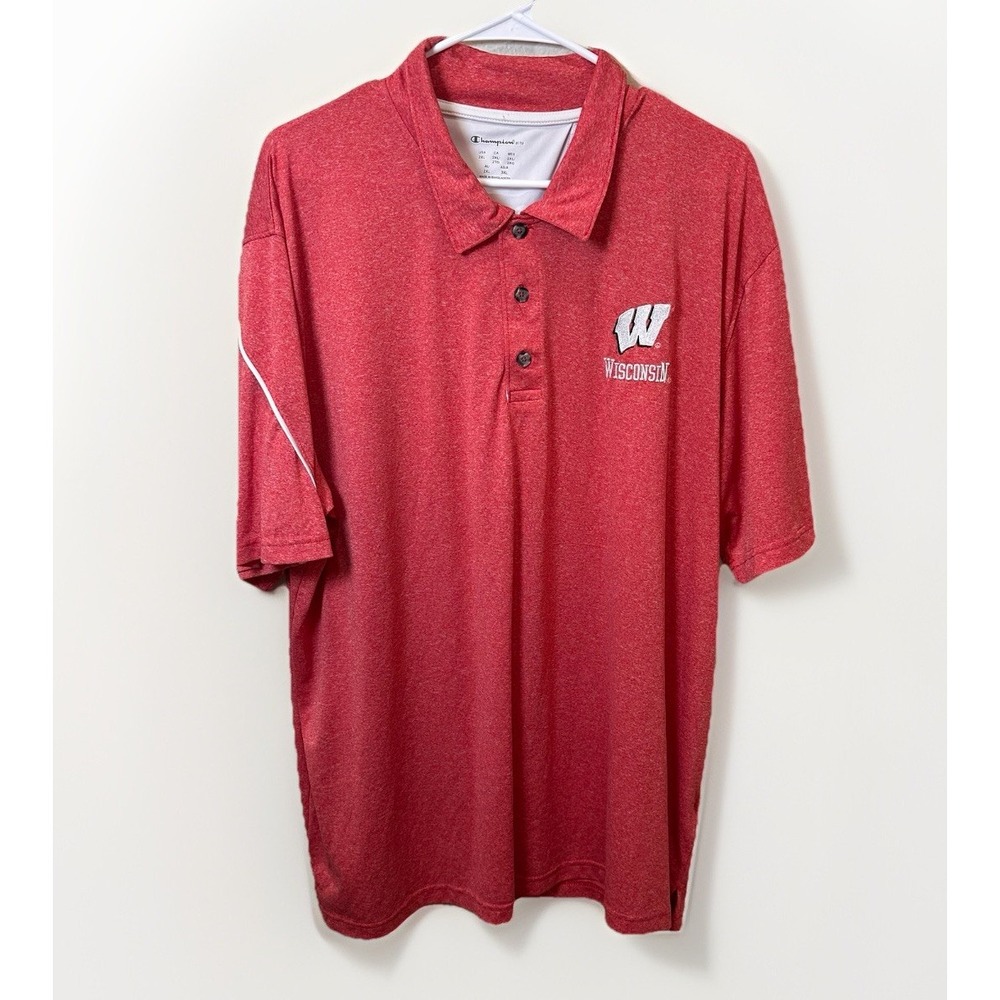 Wisconsin Badger Mens Polo 2XL Champion Red Football‎ Basketball Office Preppy